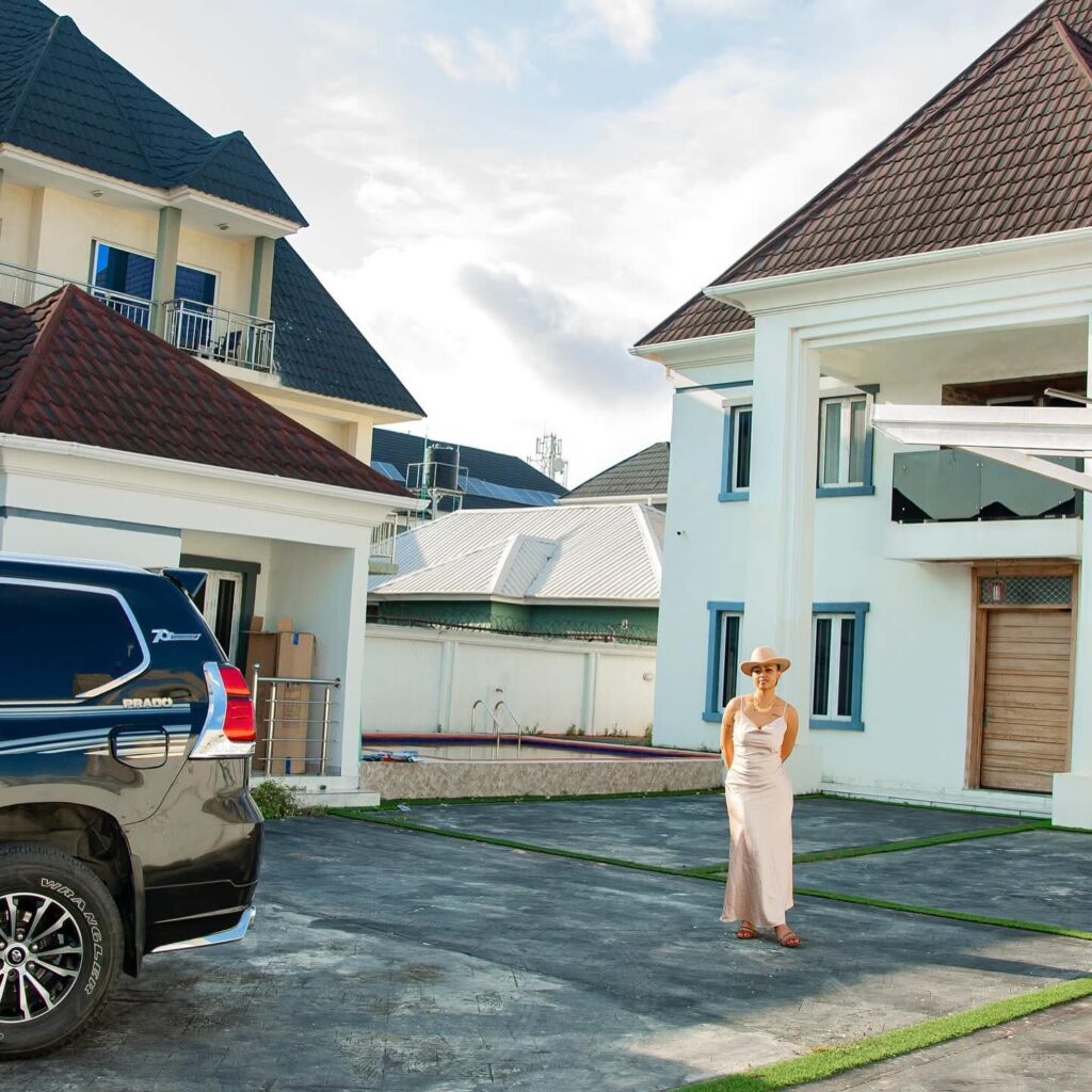 Regina Daniels at her newly purchased house