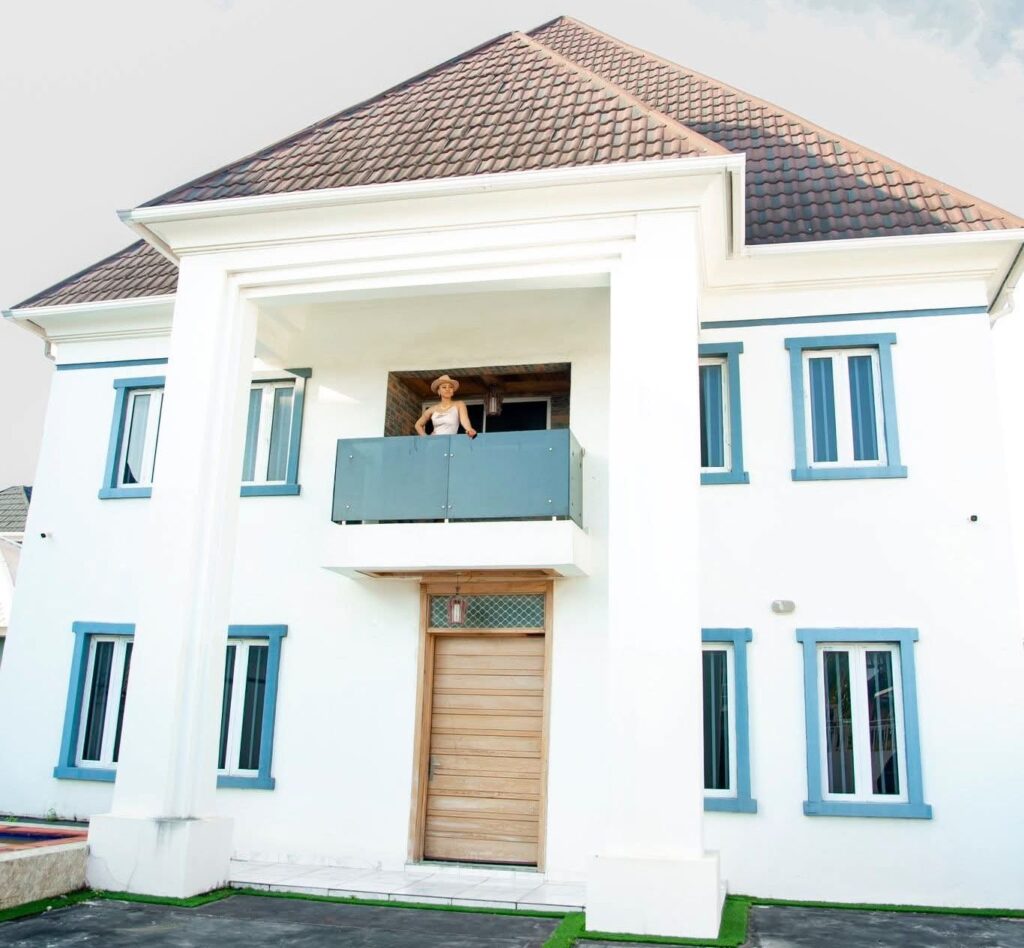 Regina Daniels at her newly purchased house