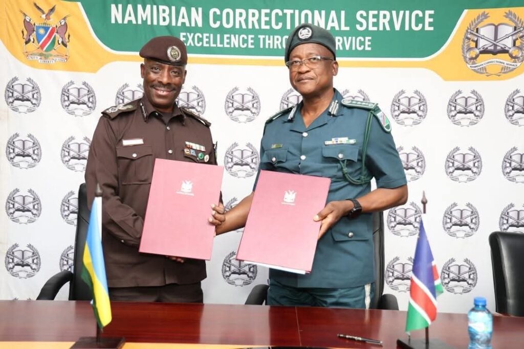 Namibia and Rwanda Strengthen Correctional Cooperation with New MoU 1 Commissioner-General Evariste Murenzi (Left), NCS Commissioner-General Raphael Tuhafeni Hamunyela(Right)