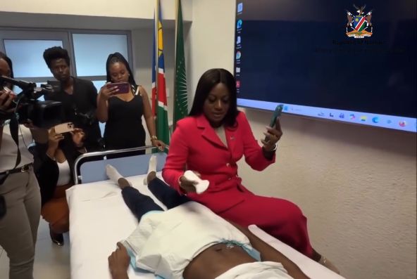 Portable sonar technology brings life-saving diagnostics closer to communities 1 Dr. Luvindao demonstrate hand handle Sonar through the phone