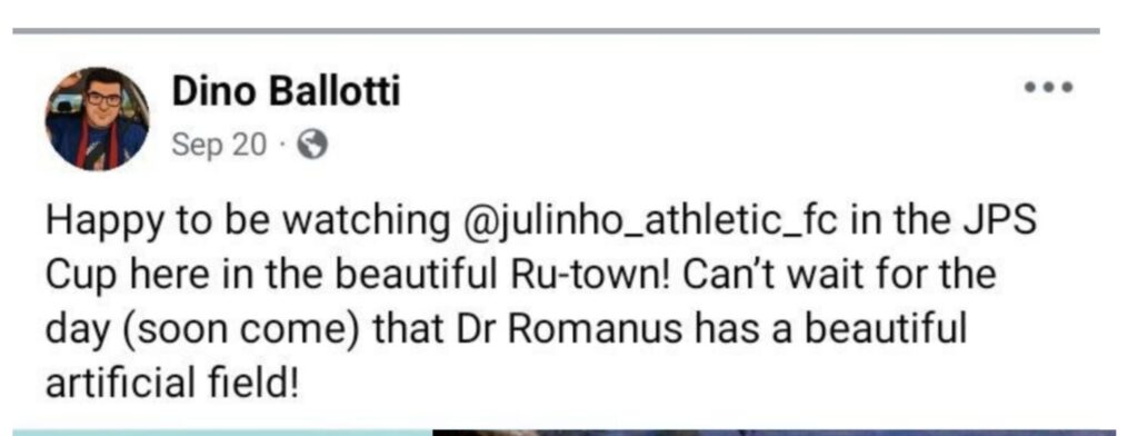 Ten Months Ago Since Hon. Dino Promised Dr. Romanus Kampungu Sports Field to Be Turfed 2 Dino Ballotti posted