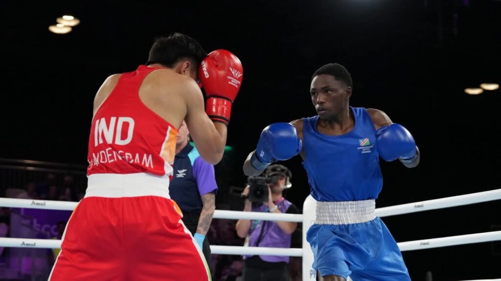 Philip Haoseb Writes His Name in Namibia's Commonwealth Games Story 1 Philip Haoseb in action against India's Mandengbam