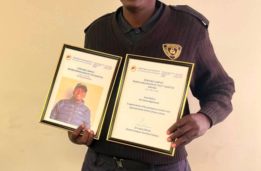 NUST Eenhana Campus recognises security officer as Quarter 2 Brand Ambassador