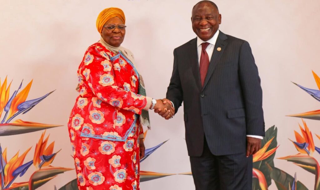 President Nandi-Ndaitwah Arrives in Durban for 46th SADC SummitDURBAN, SOUTH AFRICA 1 Namibian president Her Excellency Dr Netumbo Nandi-Ndaitwah Together with South African president His Excellence Cyril Ramaphosa