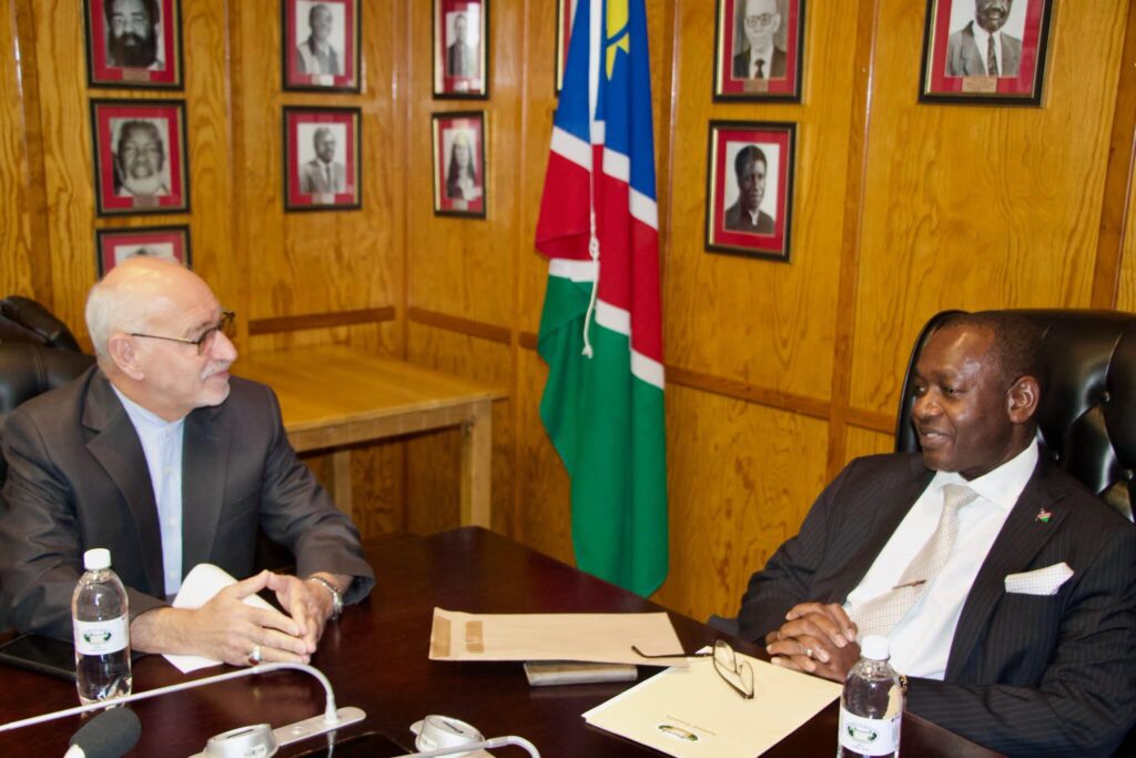 Iranian Ambassador to Namibia, H.E. Mohammad Bagher Beigi, paid a courtesy visit to Hon. Dr. Peya Mushelenga