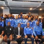 Namibia national team meet Namibia Ambassador in Russia, H.E. Monica Ndiliawike Nashandi