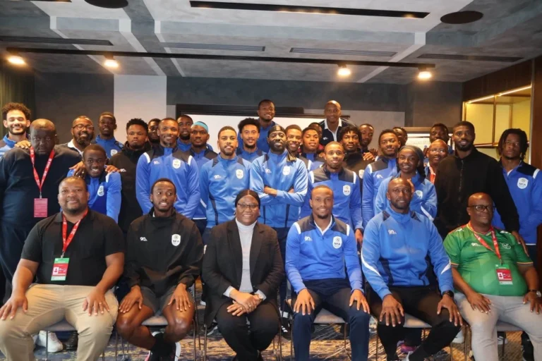 Namibia national team meet Namibia Ambassador in Russia, H.E. Monica Ndiliawike Nashandi