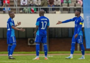 Khama Billiant celebrate his goal in CAF Champion League preminary rounds with team mates