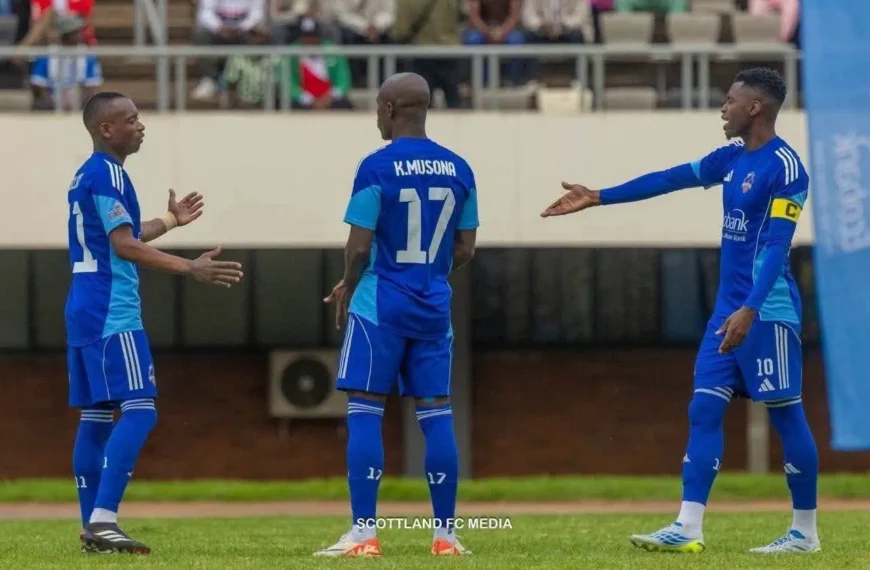 The Updated World 25 Khama Billiant celebrate his goal in CAF Champion League preminary rounds with team mates
