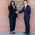 Minister of Information and Communication Technology (MICT), Emma Teofelius and US Ambassador to Namibia John Giordano