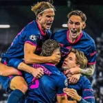 Vikings players celebrate after 2-0 lead against Bayern Munich